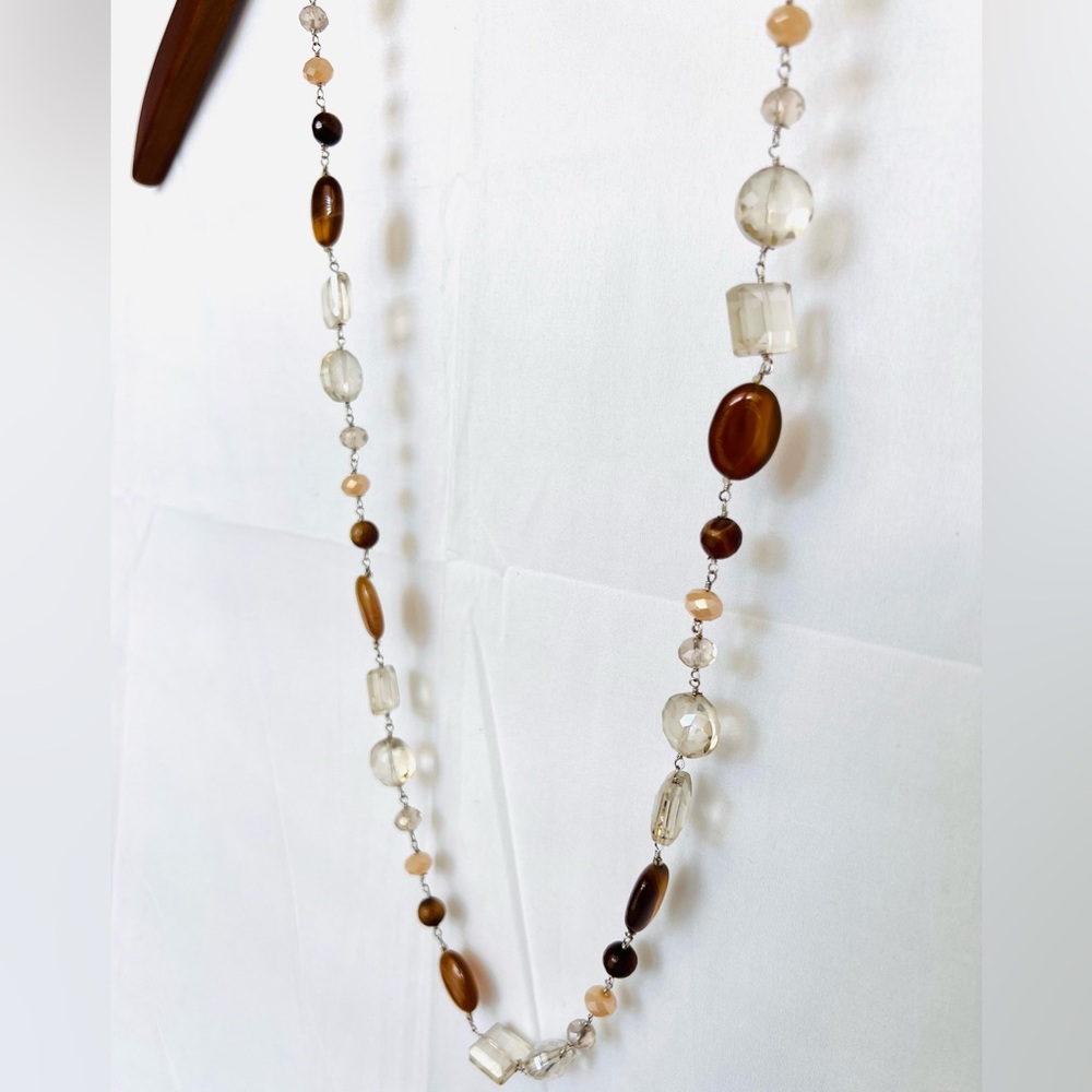 Neutral Beaded Opera Necklace - Picture 2 of 2